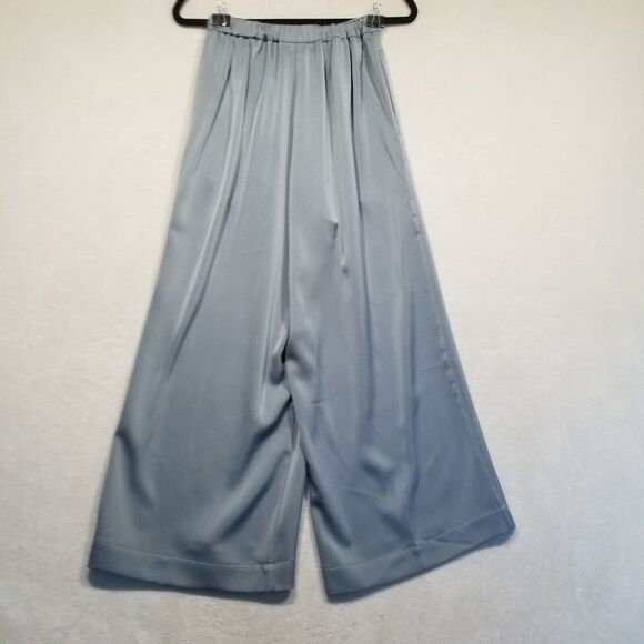 Nap Take A Nap Womens S Pull On Wide Leg Cropped Gray Leisure Pants Satin NEW - Picture 9 of 10